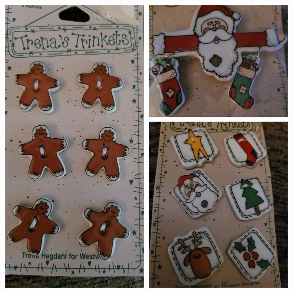 Trena's Trinkets  Christmas Buttons and pin